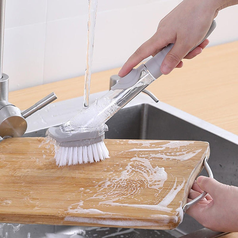 Escova Limpeza Lava Louça Porta Detergente Dispenser 2 em 1